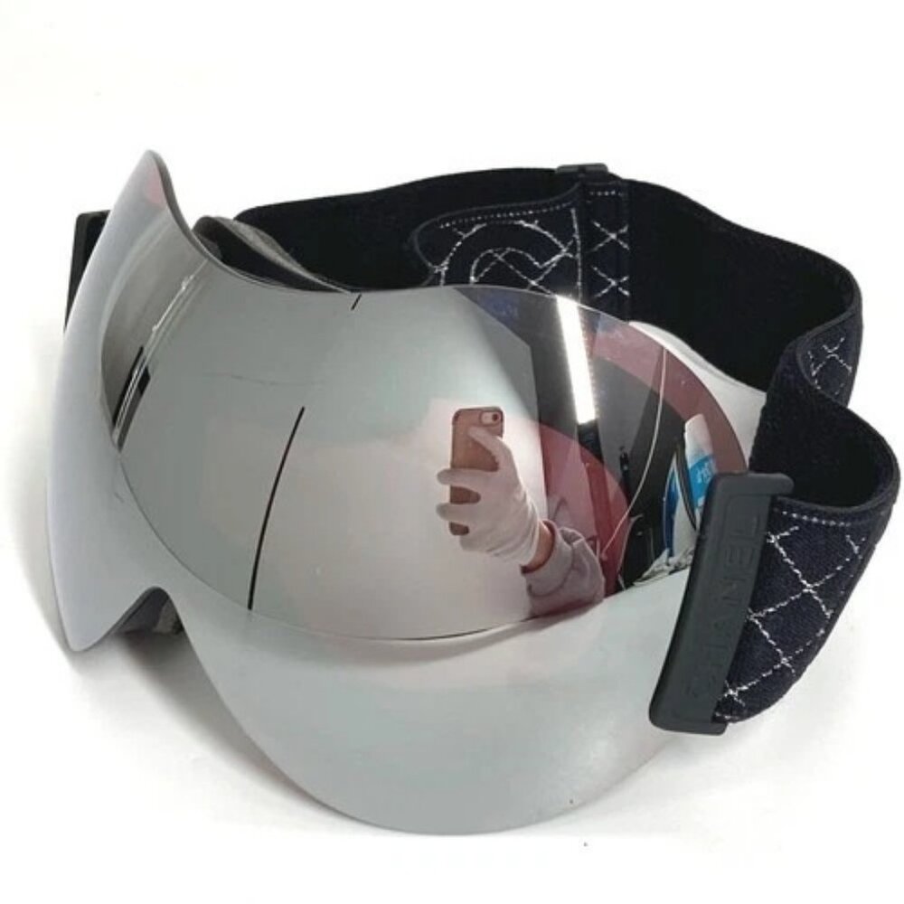 CHANEL Sports Snowboarding Skiing goggles eyewear glasses sunglasses Black/Brown